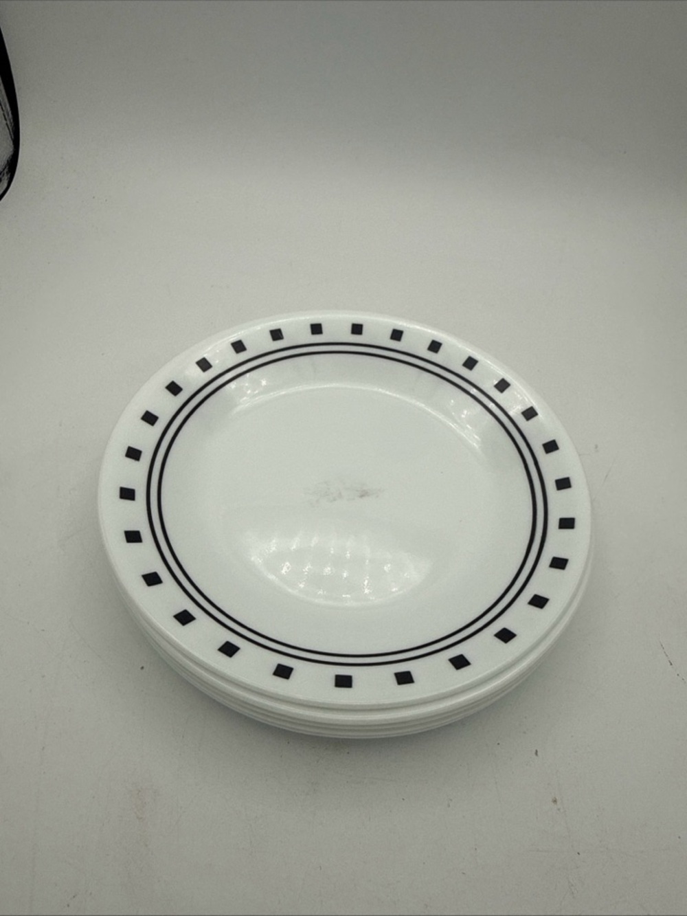 Corelle Livingware City Block Bread Dessert Plates 6.75” White/Black  Set of 6